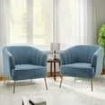 thumbnail image 6 of Andeworld Upholstered Accent Chair with Gold Metal Legs (Blue), 6 of 6