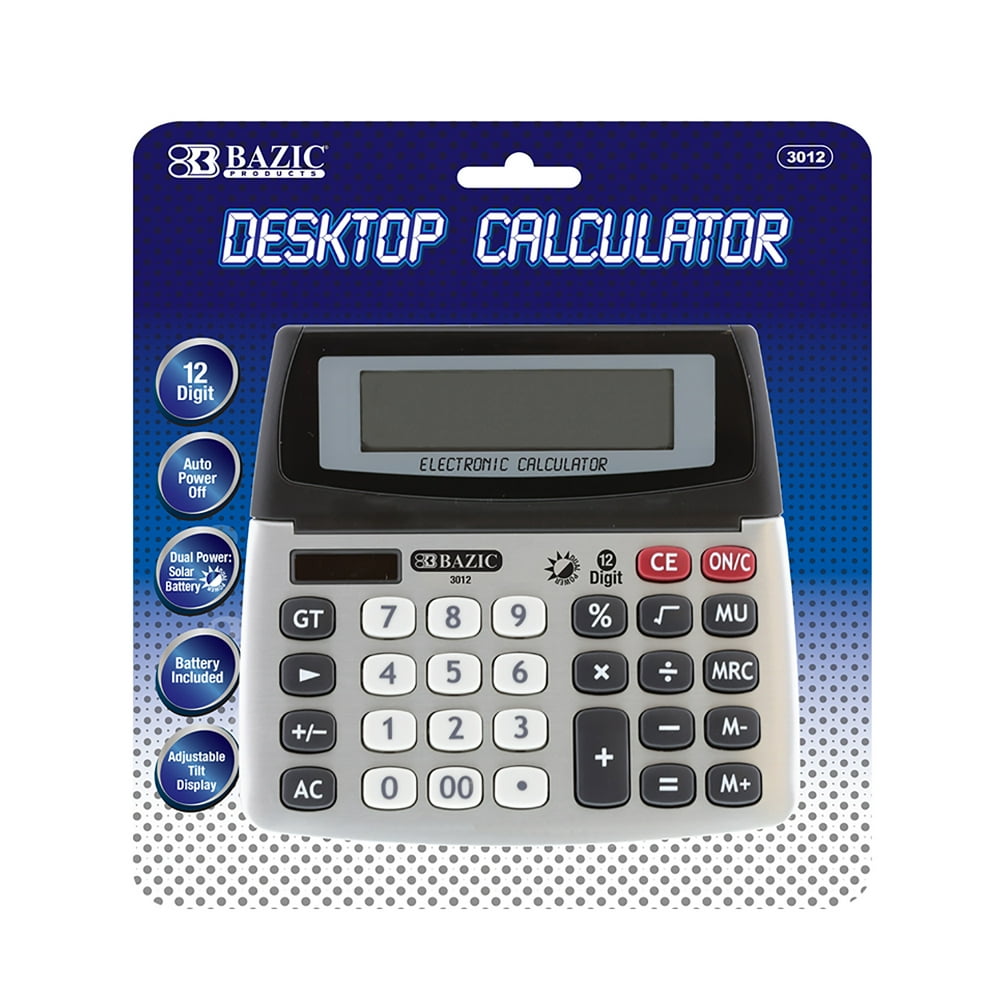 BAZIC 12Digit Dual Power Desktop Calculator w/ Adjustable Display