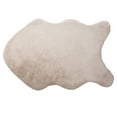 thumbnail image 3 of Phantoscope Deluxe Soft Faux Rabbit Fur Collection Asymmetrical Decorative Home Decor Modern Area Rug, Beige, 3 of 4