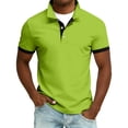 thumbnail image 2 of Yifymode Men's Slim Fit Short Sleeve Polo Shirt, Contrast Collar Button Placket Soft Knit Casual Top Fluorescent Green 3XL, 2 of 4