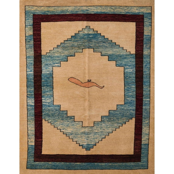 Ahgly Company Indoor Rectangle Abstract Dark Brown Abstract Area Rugs, 4' x 6'