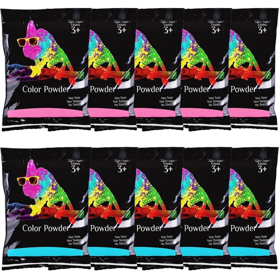 Chameleon Colors Gender Reveal Powder - 10 Bags - 5 Bags of Blue and 5 of Pink Color Powder for Photography, Gender Reveal, Birthday Party, Color Fun Run, Holi Festival, and More -10 Pack of 70g Bags