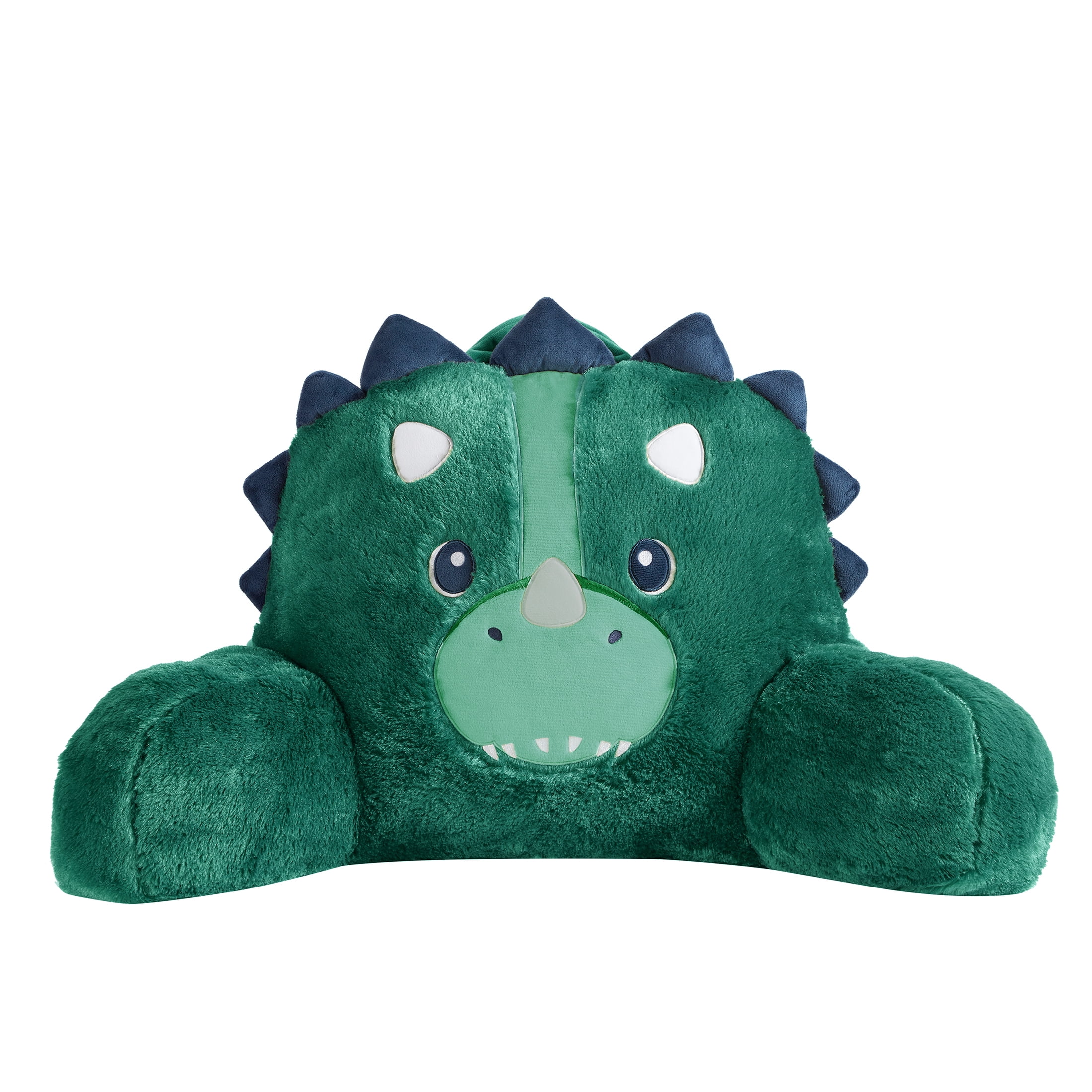 (2 pack) Your Zone 21.25" x 21" Green Dino Faux Fur Backrest Lounger Pillow