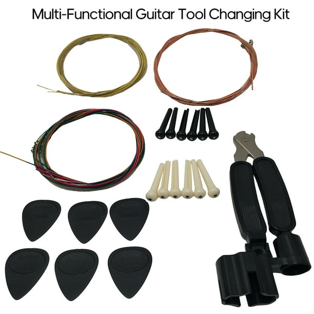 Guitar Tool Changing Kit Acoustic Guitar Strings + Guitar Pin + Finger