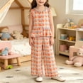 thumbnail image 2 of Fancifize 2 Piece Matching Sets for Girls Ruffle Hem Tank Tops High Waist Wide Leg Pants Kids Summer Casual Outfits, 2 of 6