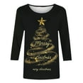 thumbnail image 5 of Mifsaly Plus Size Christmas Shirts for Women 3/4 Sleeve Loose T-Shirts Merry Xmas Tree Print Crewneck Tops Pullover Family Party Funny Blouse 2025 Holiday, 5 of 5