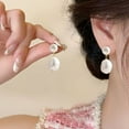 thumbnail image 2 of Grofry 1 Pair Women Stud Earrings White Faux Pearl Dangling Drop Earrings Baroque Style Daughter Bridesmaid Dangle Earrings, 2 of 7
