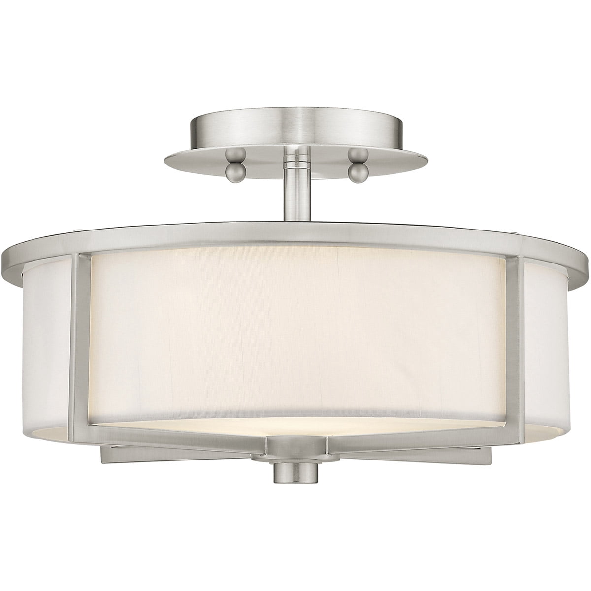 2 Light Brushed Nickel Ceiling Light fixture with Steel base material