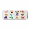 thumbnail image 1 of Alien Computer Mouse Pad, Monsters Doing Whimsical Faces Having Fun Childish Cartoon on Plain Background Print, Rectangle Non-Slip Rubber Mousepad Large, 31" x 12", Multicolor, by Ambesonne, 1 of 2