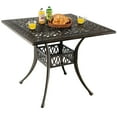 thumbnail image 1 of Gymax Table à Manger Carré de Patio 35,4 Pieds' Trou pour Parasol en Aluminium Coulé pour l'Extérieur Toutes Saisons, 1 of 10