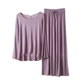 thumbnail image 5 of Herrnalise Women 2 Piece Modal Pajamas Sets Summer Long Sleeve Top and Drawstring Pants Soft Solid Color Sleepwear Suit Pink, 5 of 8