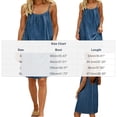 thumbnail image 2 of Lovzfmll Denim Thin Spaghetti Strap Backless Pleated Casual Striped Mini Shift Dress for Women Loose Crew Neck Low Back Blue, XL, 2 of 4