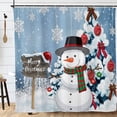thumbnail image 2 of Christmas Shower Curtain Winter Snowman Bathroom Decor Xmas Pine Tree Holiday Bathroom Curtain with 12 Hooks 72"x72", 2 of 7