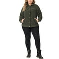 thumbnail image 2 of Agnes Orinda Women's Plus Point Collar Button Down Short Bomber Corduroy Jacket, 2 of 5