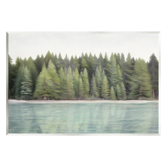 Stupell Industries Woodland Lake Shore Landscape Painting Unframed Art Print Wall Art, 15 x 10