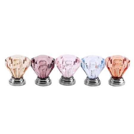 Hilitand 12pcs Diamond Shape Crystal Glass Knob 25mm Cabinet Pull