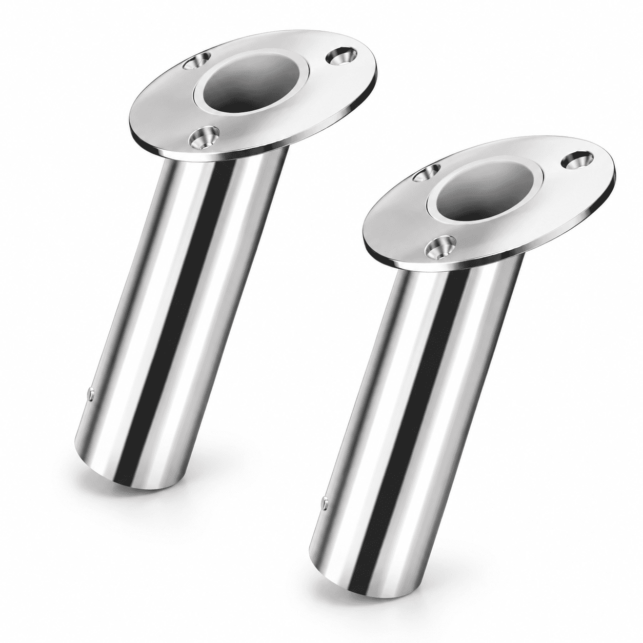 30 Degree - SS with White Insert 2 Pack 316 Stainless Steel Boat Fishing Rod Flush Mount Holders