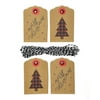 George Stanley Kraft and Lumberjack Plaid Gift Tags & String, 24 Count