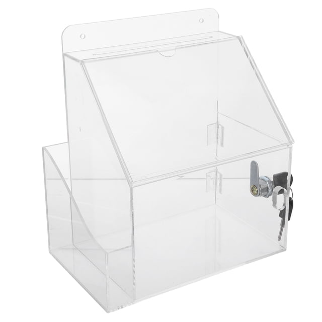 BRIGHTFUFU Clear Acrylic Donation Box with Lock for Office Use Versatile and Compact Suggestion Box 10 x 10 x 10 Inches