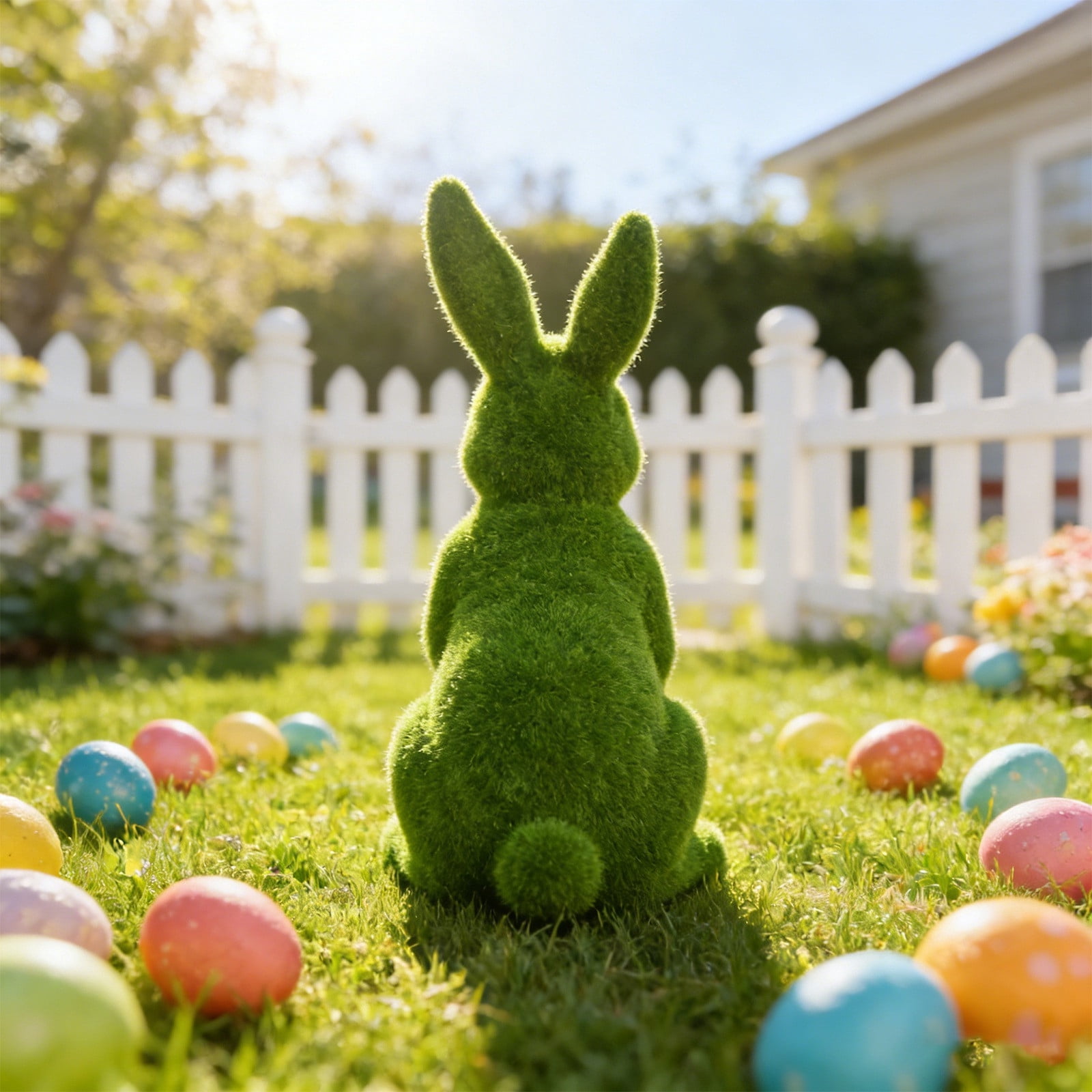 Easter Garden Sculpture Statue - Resin Outdoor Patio & Yard Art, Hand-Painted Holiday Decor for Garden Beds & Porch (13.2 Inch)