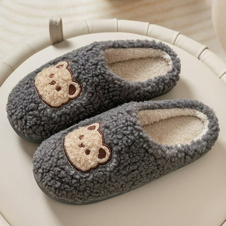 

CoCopeanut Women Slippers Home Winter Warm Plush Men Shoes Cute Teddy Bear Soft Female Indoor Comfortable Couples Bedroom Woman Shoes