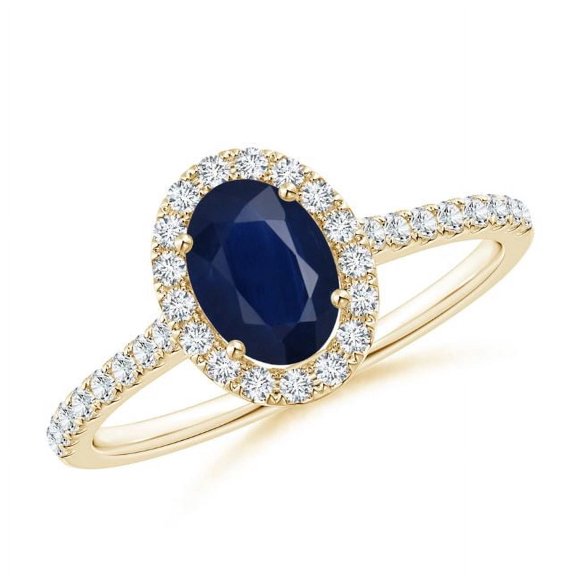 Oval Shape Blue Sapphire CZ Diamond Cocktail Band Ring Women 925 Sterling Silver Yellow Gold Plated September Birthstone Mothers Day Women Gift Gemstone Jewelry