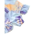 thumbnail image 4 of Sedceaty Children One-piece Tie-dye Swimsuit, Girls Long Sleeve O-neck Zip-up Swimwear with Ruffles, 4 of 9