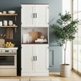 thumbnail image 3 of DIYART 71" Tall Pantry Cabinet with Charging Station, Farmhouse Kitchen Hutch with Adjustable Shelves, Modern Kitchen Pantry Storage Cabinet for Dinning Room & Living Room, Antique White, 3 of 7