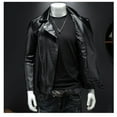 thumbnail image 2 of Men Jacket Casual Mens Lapel Multi Leather Motorcycle Leather Jacket Coat Simple Zipper Slim Casual Male Clothing, 2 of 6