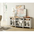 thumbnail image 2 of Farmhouse TV Stand for 75 inch TV, 4-Door Glass Wood Entertainment Center with 9 Storage Cabinets, White Media Console Table for Living Room Bedroom，White, 2 of 8