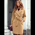 thumbnail image 3 of Gabardina Larga para Mujer, Elegante Chaqueta de Solapa, Abrigo Informal de Otoño e Invierno con Cinturón Caqui M, 3 of 5
