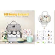 Diaper Bag Backpack,HDJ Large Capacity Travel Baby Diaper Bag with Insulated Pockets for Mom,Gray