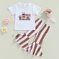 thumbnail image 1 of ESSSUT Easter Children'S T-Shirt Pants Set Girl'S Short-Sleeved T-Shirt Rabbit Floral Striped Bell-Bottom Pants Set Two Sets 6 Months -4 Years Old Easter Decorations White 3Y, 1 of 8