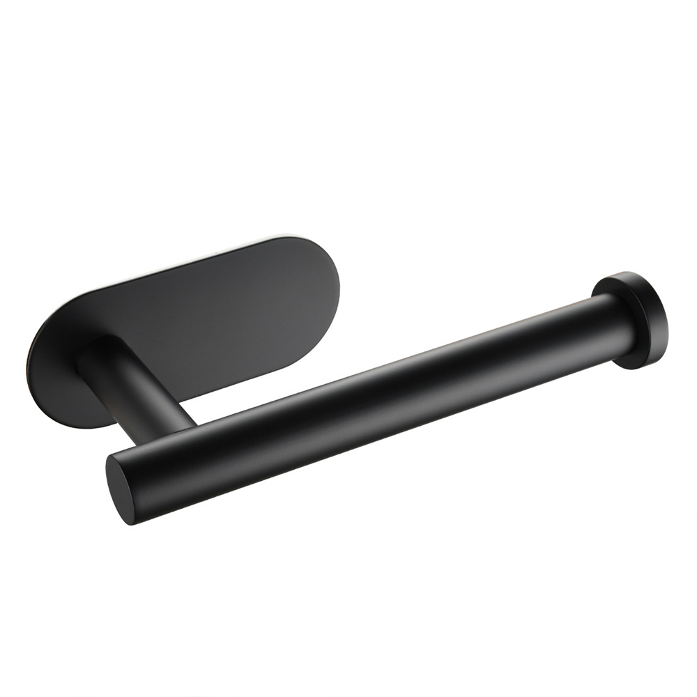 Tcbosik Toilet Paper Holder, Stainless Steel Adhensive Tissue Paper Roll Holder for Bathroom Kitchen, Black