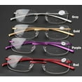 thumbnail image 1 of DEBGFS Rimless Bifocal Reading Glasses Blue Light Blocking Computer Readers for Women Men Rectangular Eyewear Lightweight Magnification Presbyopia Eyeglasses,Purple,+ 1.50, 1 of 7