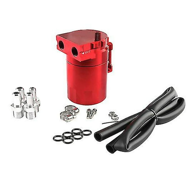 Tignapoo Universel 300ml Récupérateur d'Huile Moteur en Alliage d'Aluminium pour Tuning de Voiture - Rouge, Sans Filtre à Air, Réservoir de Récupération d'Huile Durable