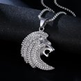 thumbnail image 3 of Hip Hop Rhinestones Paved Bling Iced Out 14K Yellow Gold Lion head Pendants Necklace for Men Jewelry Golden Silver Color, 3 of 7