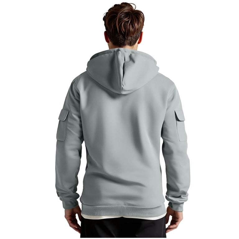 LpwkSSA Men's Zipper Hoodie Casual Arm Pocket Fashionable Elastic