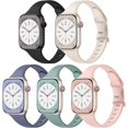 thumbnail image 1 of Correa delgada compatible con pulseras de Apple Watch para mujeres 40mm 38mm 41mm 42mm 44mm 45mm 46mm 49mm, correa estrecha de silicona suave para iWatch Series 10-1 SE, paquete de 5, 1 of 14