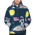 thumbnail image 4 of KLL Astronaut With USA Flag Print Mens Hoodie Long Sleeve Casual Pullover Hooded Sweatshirt Fashion Drawstring Hoodies with Pocket-Small, 4 of 6