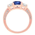 thumbnail image 2 of 3.61 ct Emerald Cut Simulated Tanzanite 3 Stone 18K Rose Gold Womens Engagement Ring, 2 of 5