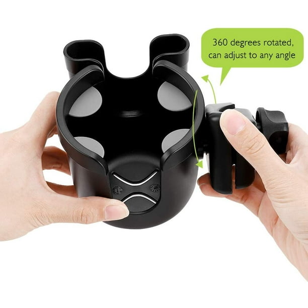 2 Pack Stroller Cup Holder with Phone Holder, 2-in-1 Universal Cup