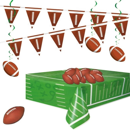Game Day Football Party Host Starter 15pc Decoration Pack, Brown Green White
