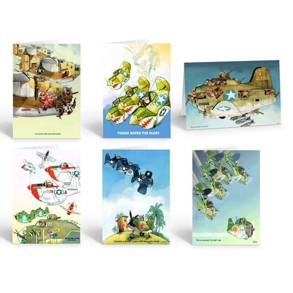 Assorted World War ll Historical Aviation Note Cards - 12 Note Cards with Envelo