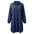 thumbnail image 4 of HJYCHN Elegant Women Casual Loose Fit Long Shirt Maxi Dress Comfortable Flowy Everyday Wear Versatile Stylish Outfits Navy L, 4 of 4