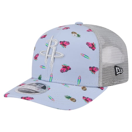 Men s New Era Light Blue/Gray Houston Rockets Adventure Aloha Pattern 9SEVENTY Stretch-Snap Hat