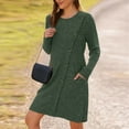 thumbnail image 3 of Women's Fall Winter Fashionable Long Sleeve Sweater Dress with Waist Tie and Pockets, Casual Knit Dress for Women, Belted Style for Comfort and Practicality,Green,XL, 3 of 9