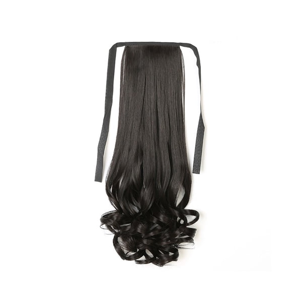 Minnieouse Peluca de cola de caballo, pelucas realistas de fibra de alta temperatura, peluquín rizado Artificial, resistente al calor, Invisible, sin Cuidado del cabello Marrón Negro 48 cm largo Minnieouse CE014651-04