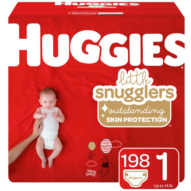 Huggies Little Snugglers Baby Diapers, Size 1, 198 Ct, Economy Plus