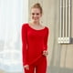 thumbnail image 3 of Minnieouse Ropa interior térmica para mujer Calzoncillos largos para mujer Camiseta de buena elasticidad para mujer Ropa de manga larga ligera y gruesa conjuntos de ropa Rojo Minnieouse AP013634-01, 3 of 6